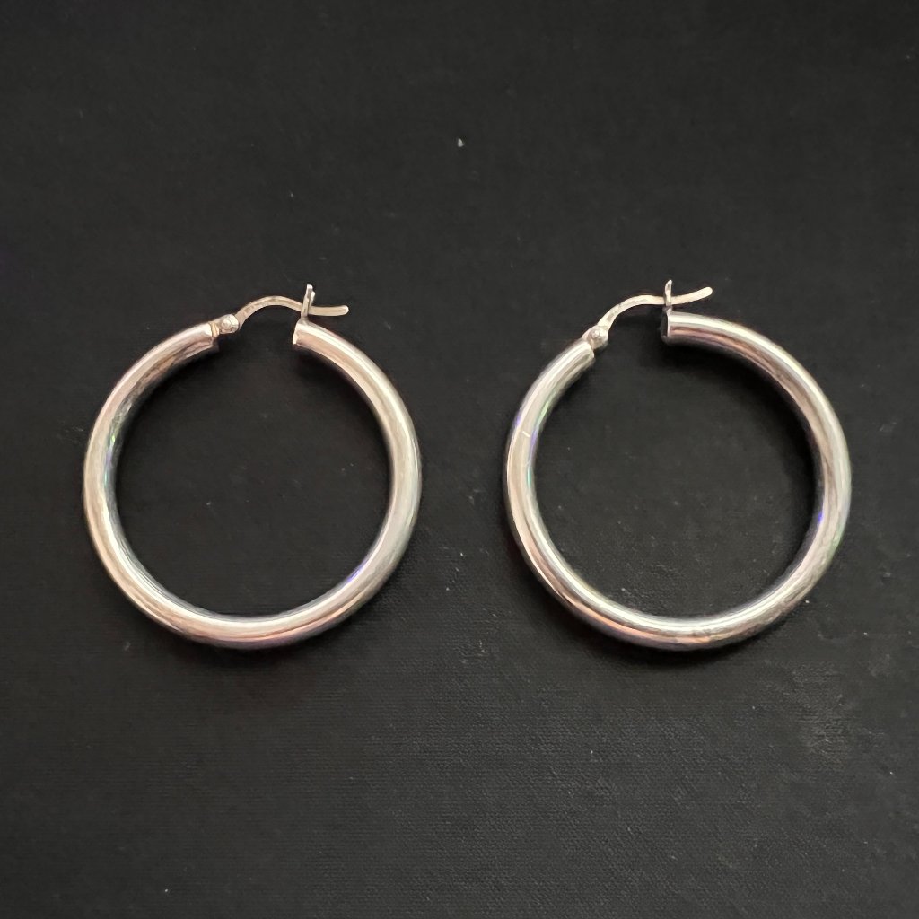 Cna 925 Sterling Thailand Hoop Pierced Earrings